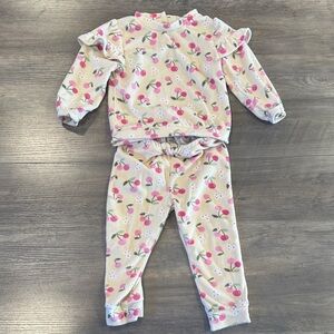 Girls Pink Cherry Print Set